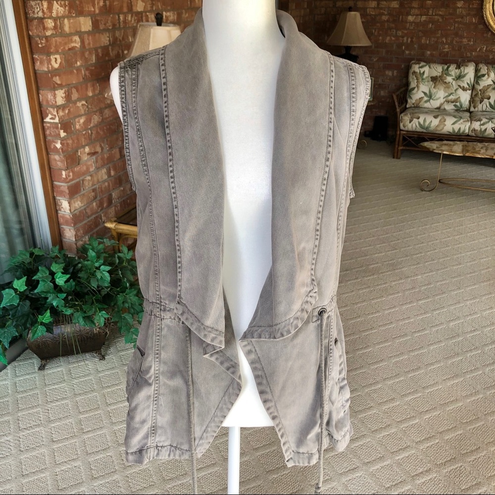 Max Jeans Taupe Utility Drawstring Vest